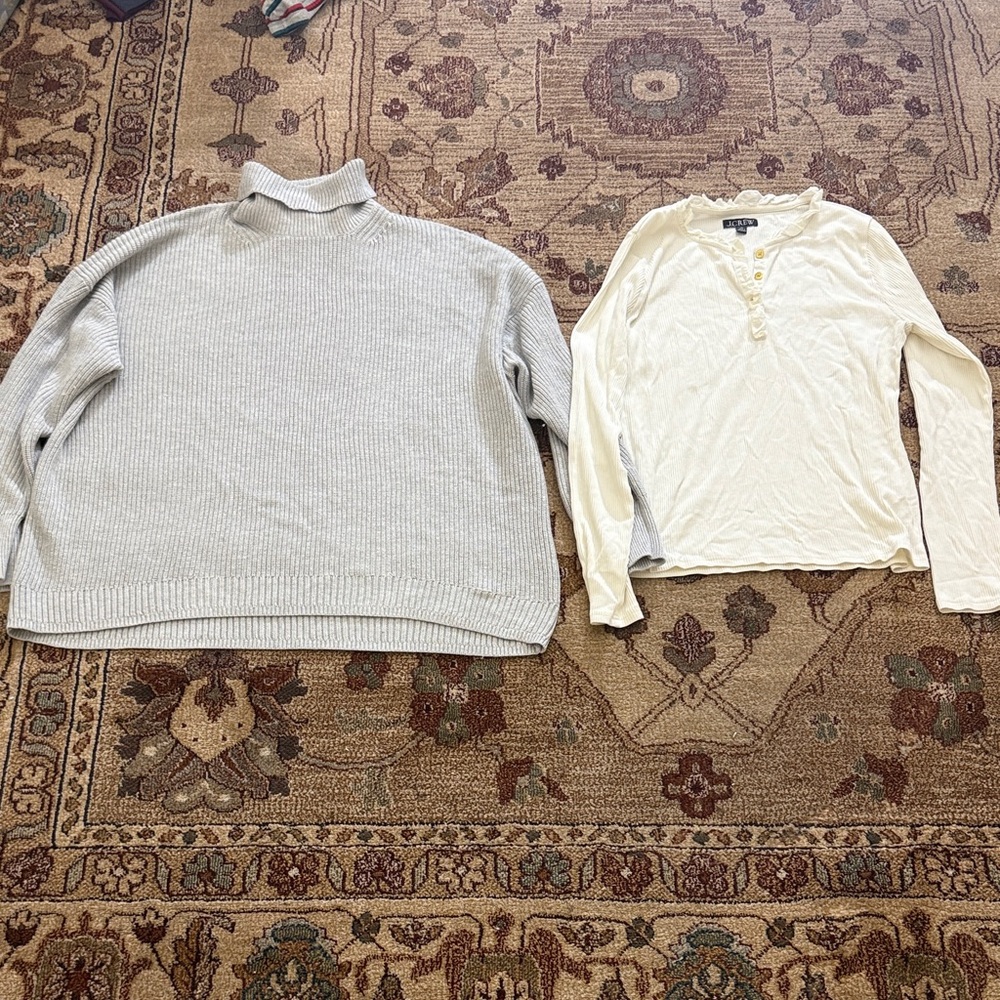J. Crew cashmere blend Turtleneck Sweater and ribbed white shirt XL